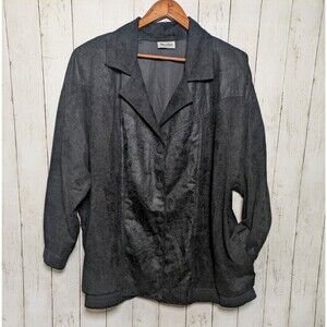 Vintage Faux Leather Womens Oversized Black Jacket Lightweight 90s Lagenlook